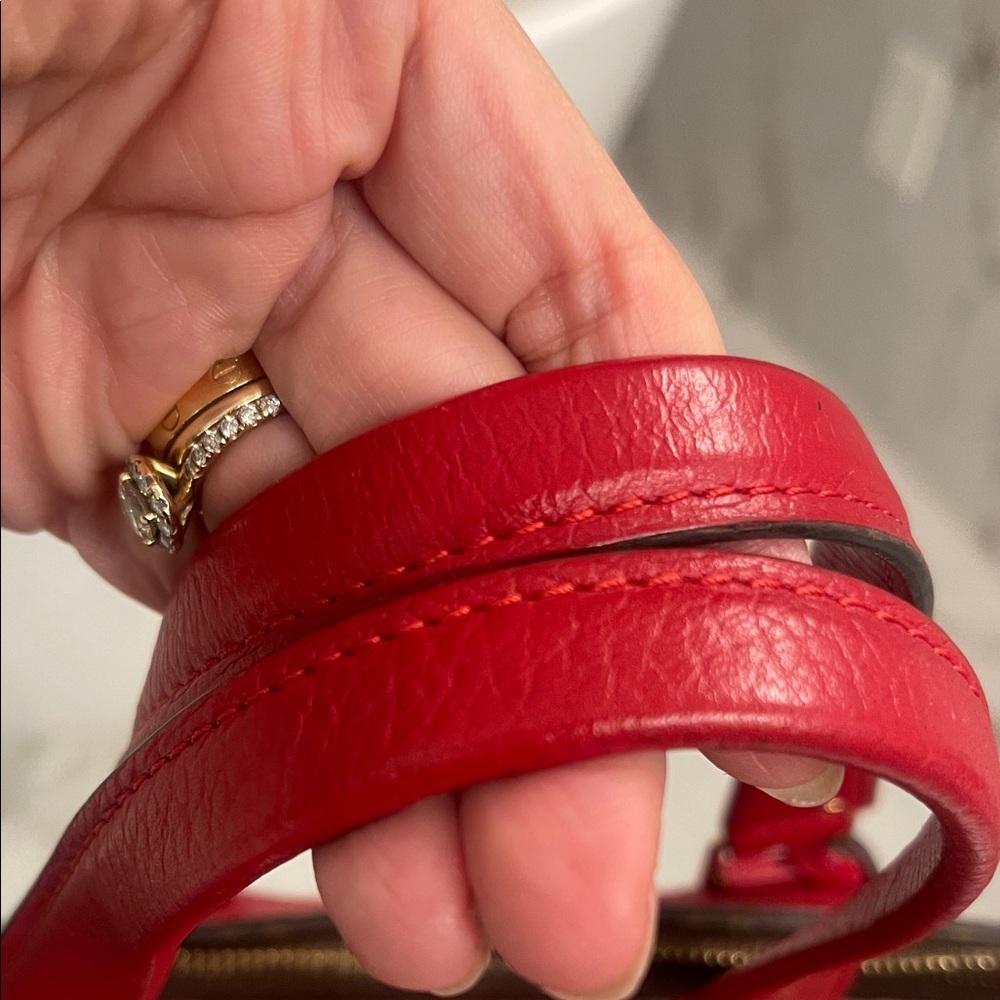 Louis Vuitton Monogram Satchel in Brown and Red - Picture 2 of 12